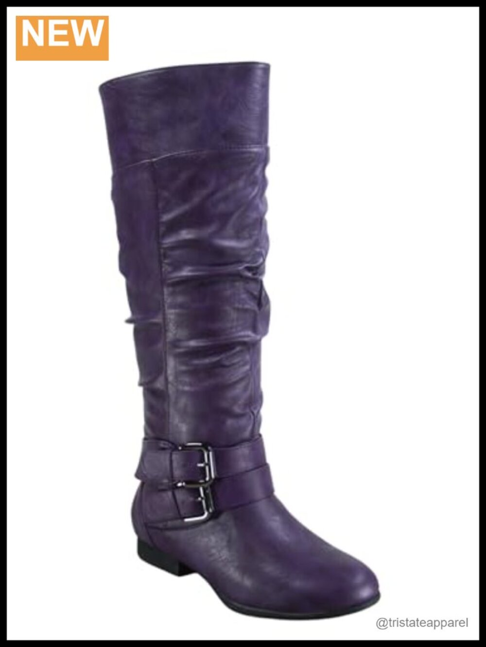 Women's Knee High Riding Boots Faux Leather Side Zip Low Heel Winter Boots